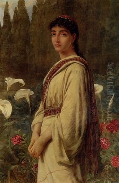 Eastern Lily Oil Painting by Edwin Longsden Long