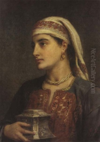 Mrs. Patrick Campbell In Balkan Dress Oil Painting by Edwin Longsden Long