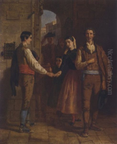 The Entrance To The Cathedral At Burgos, Spain Oil Painting by Edwin Longsden Long
