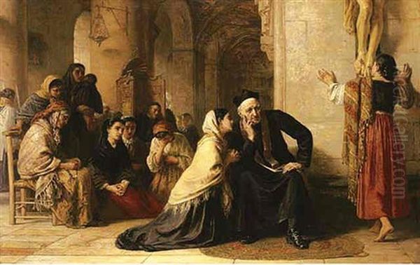 The Easter Vigil Oil Painting by Edwin Longsden Long