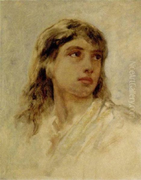 A Young Arab Girl Oil Painting by Edwin Longsden Long
