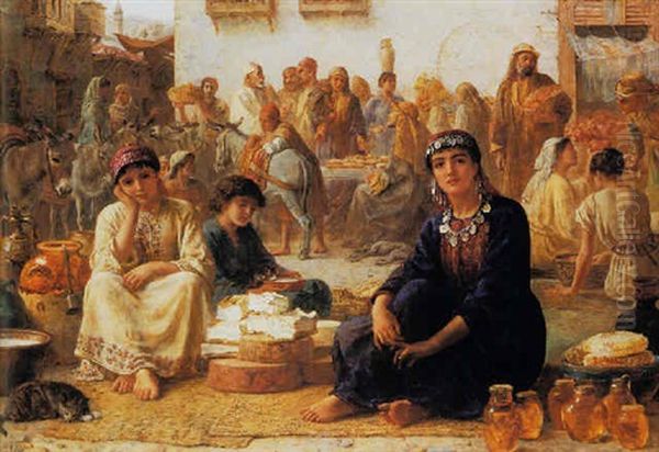 The Market-place At Nazareth Oil Painting by Edwin Longsden Long