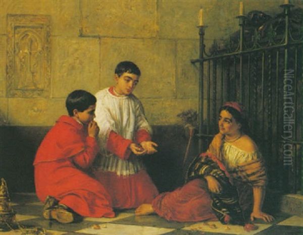 The Chestnut Seller Oil Painting by Edwin Longsden Long