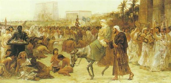 The Flight Into Egypt Oil Painting by Edwin Longsden Long