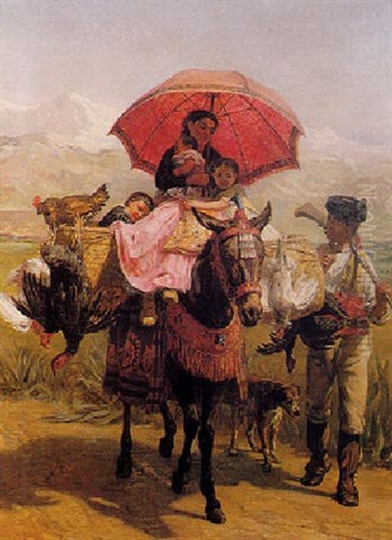 Coming To Madrid, Granada Oil Painting by Edwin Longsden Long