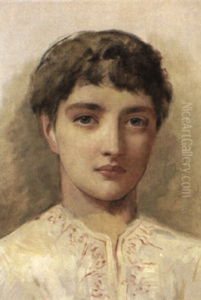 Head Studies Of Young Girls Oil Painting by Edwin Longsden Long