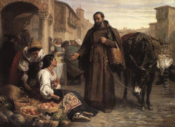 Begging For The Monastery Oil Painting by Edwin Longsden Long