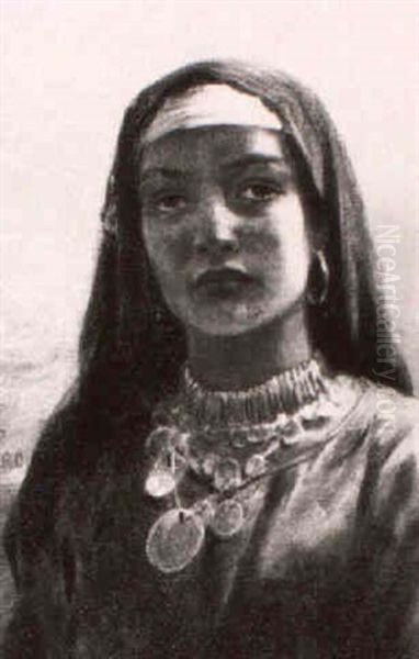 Head Of An Egyptian Woman Oil Painting by Edwin Longsden Long