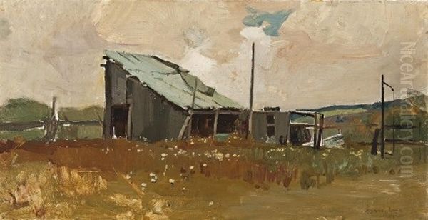The Slab Hut, 1937 Oil Painting by Sydney Long