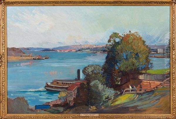 Potts Point, Sydney Harbour Oil Painting by Sydney Long