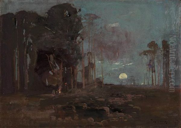 The Camp Fire Oil Painting by Sydney Long