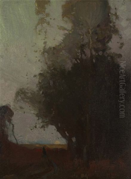 Untitled (landscape With Figure On A Path) Oil Painting by Sydney Long