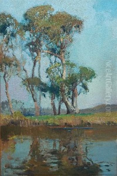 Landscape With Gum Trees Oil Painting by Sydney Long