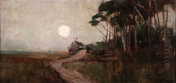 Moonlit Nocturne Oil Painting by Sydney Long