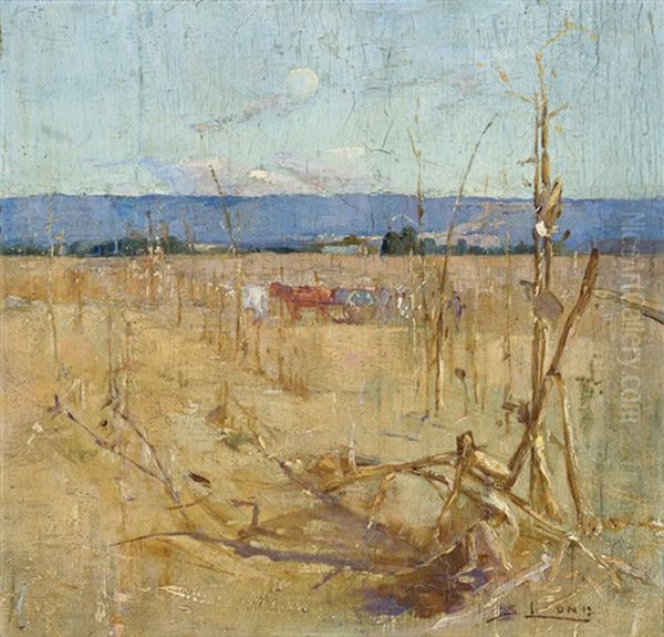 Corn Growing In The Hawkesbury Oil Painting by Sydney Long