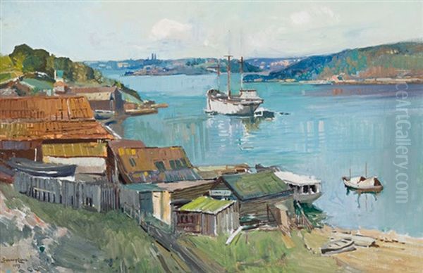Across Berry's Bay To The Sobraon Oil Painting by Sydney Long