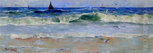 When Old Seas Roar Oil Painting by Sydney Long