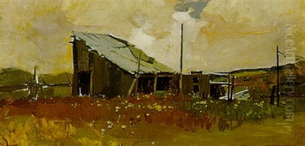 Slab Hut Oil Painting by Sydney Long