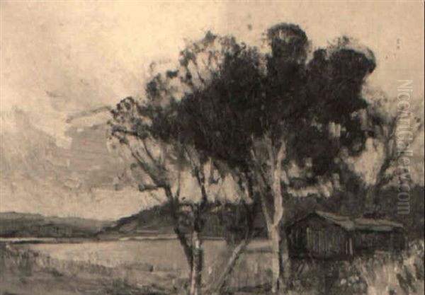 Boat Shed Narrabeen Oil Painting by Sydney Long