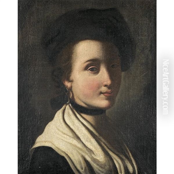 Portrat Einer Jungen Dame Mit Hut Oil Painting by Alessandro Longhi