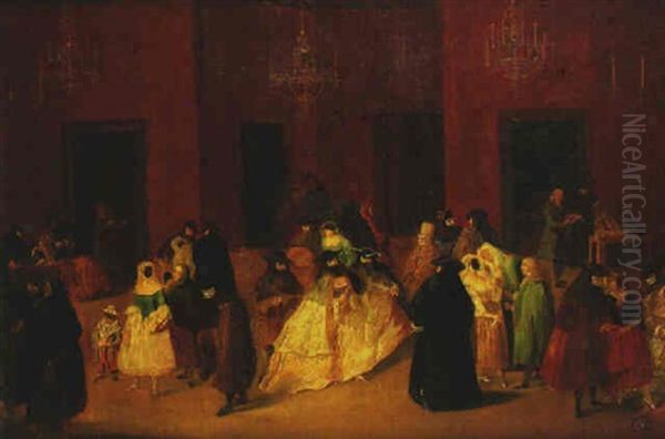 Il Ridotto Di Ca Giustiniani, Venice Oil Painting by Pietro Longhi