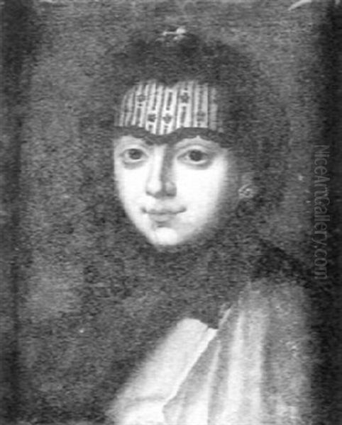 Lady In A Black Lace Cap Oil Painting by Pietro Longhi