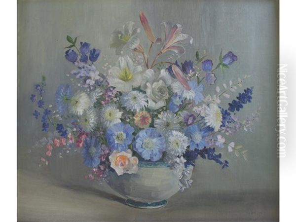 A Bowl Of Summer Blooms Oil Painting by Will Longstaff
