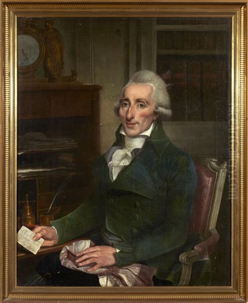 Portratt Av Herre Med Brev Oil Painting by Francois Joseph Lonsing