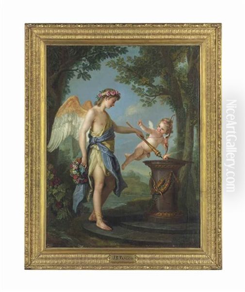 Hymen And Cupid Oil Painting by Charles Amedee Philippe van Loo