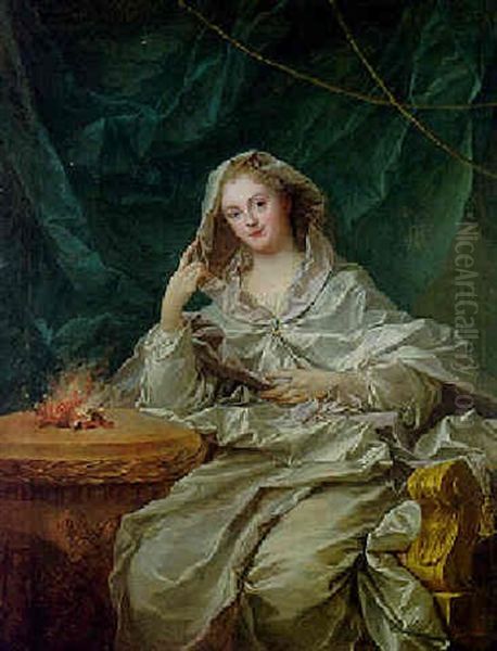 Portrait De Femme En Vestale Oil Painting by Jean-Baptiste van Loo
