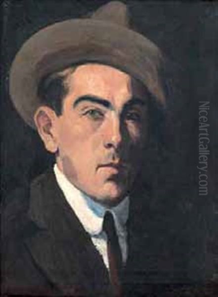 Retrato De Senor Con Sombrero Oil Painting by Ricardo Lopez Cabrera