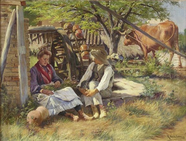 Idilio En La Huerta Oil Painting by Ricardo Lopez Cabrera