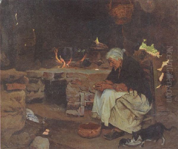 The Comforts Of The Kitchen Oil Painting by Ricardo Lopez Cabrera