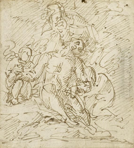 TheMourning Of Christ Oil Painting by Giulio Benso