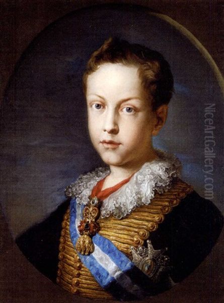 Retrato De Don Francisco De Asis De Borbon Nino Oil Painting by Bernardo Lopez Piquer