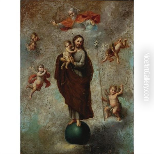 San Jose Y El Nino Oil Painting by Andres Lopez