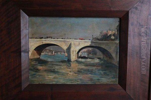 Pont De Paris Au Soleil Oil Painting by Gabriel Loppe