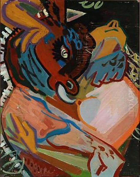 Mogens Lorentzen: Minotaurus Oil Painting by Mogens Lorentzen