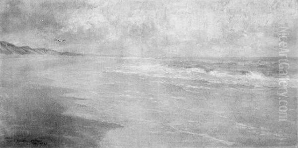 Rolling Surf And Sandy Shores Oil Painting by Francis William Loring