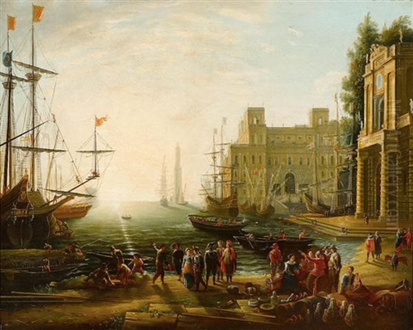 A Harbor Scene Oil Painting by Claude Lorrain (Claude Gellee)
