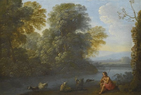 Paysage Italianisant Avec Un Jeune Berger Jouant De La Flute Oil Painting by Claude Lorrain (Claude Gellee)