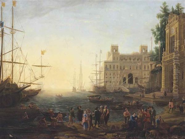 A Capriccio Of A Mediterranean Port With The Villa Medici Oil Painting by Claude Lorrain (Claude Gellee)