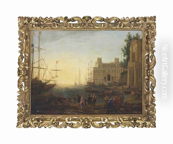 A Capriccio Of A Mediterranean Port With The Villa Medici Oil Painting by Claude Lorrain (Claude Gellee)