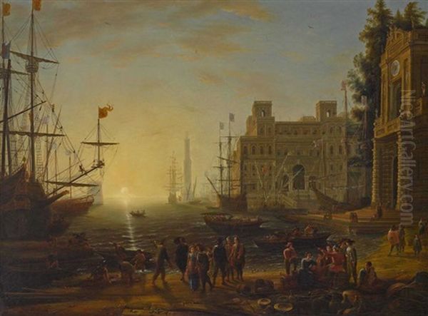 Hafen Mit Der Villa Medici Oil Painting by Claude Lorrain (Claude Gellee)