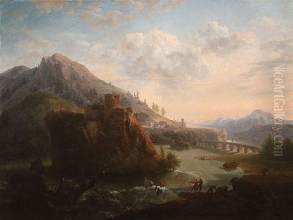 Expansive Landscape With River Rescue Oil Painting by Claude Lorrain (Claude Gellee)