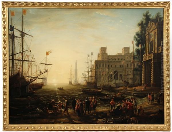 Harbour With Villa Medici Oil Painting by Claude Lorrain (Claude Gellee)