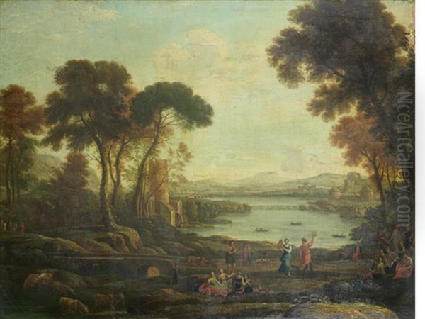 Landscape With The Marriage Of Isaac And Rebecca Oil Painting by Claude Lorrain (Claude Gellee)
