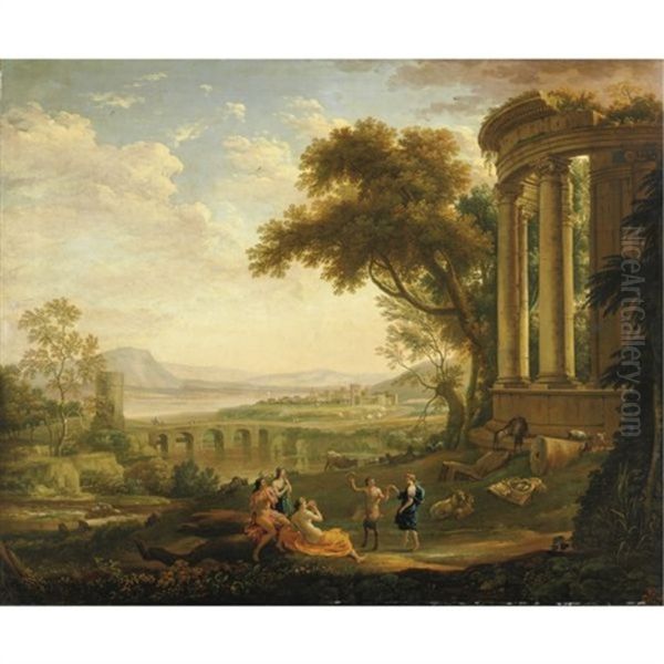 Paesaggio Con Satiro E Ninfa Oil Painting by Claude Lorrain (Claude Gellee)