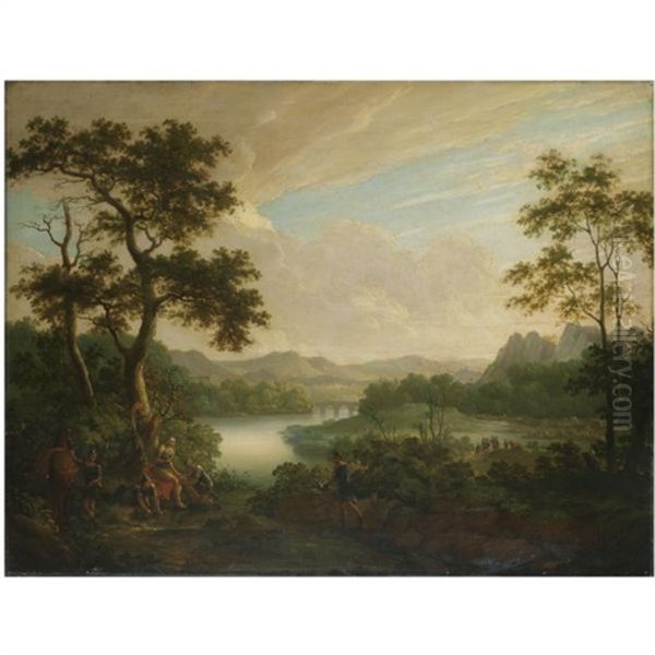 A Classical Landscape With A General Being Tended By Soldiers Oil Painting by Claude Lorrain (Claude Gellee)