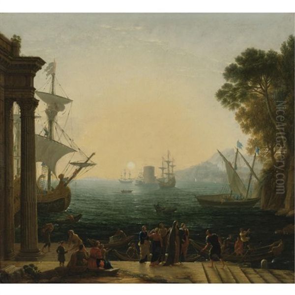 The Embarkation Of Saint Paula Oil Painting by Claude Lorrain (Claude Gellee)